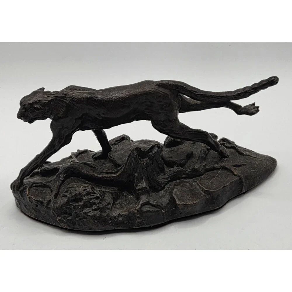 Vintage 1976 Franklin Mint Solid Bronze Cheetah Figure Polland
